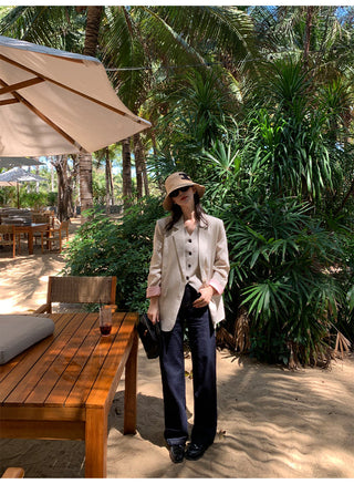 linen suit top