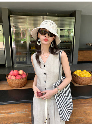linen suit top