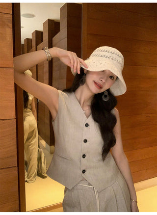 linen suit top