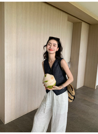 linen suit top