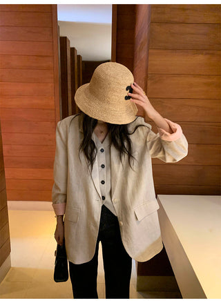 linen suit top