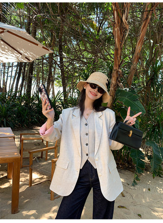 linen suit top
