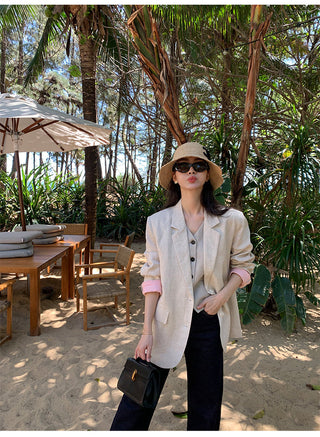 linen suit top