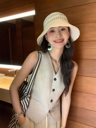 linen suit top