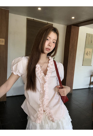 pink striped shirt