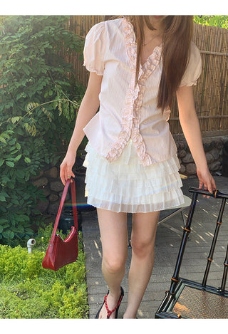 pink striped shirt