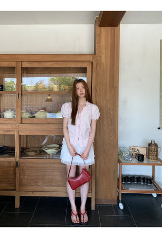 pink striped shirt