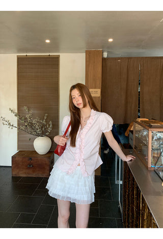 pink striped shirt
