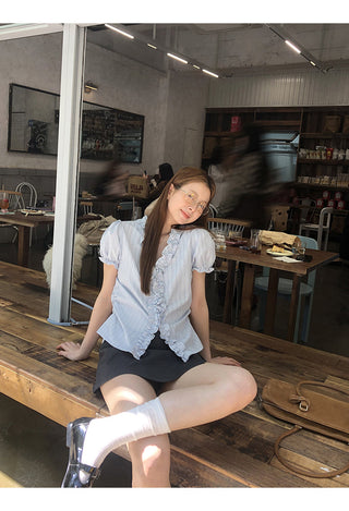 pink striped shirt