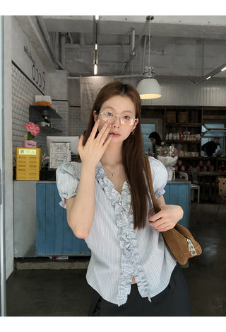 pink striped shirt