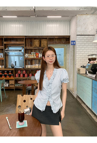 pink striped shirt