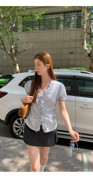 pink striped shirt