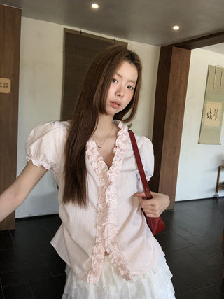 pink striped shirt