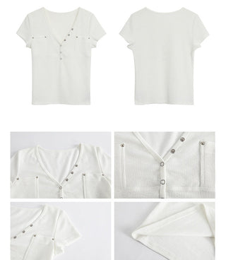 white V-neck top