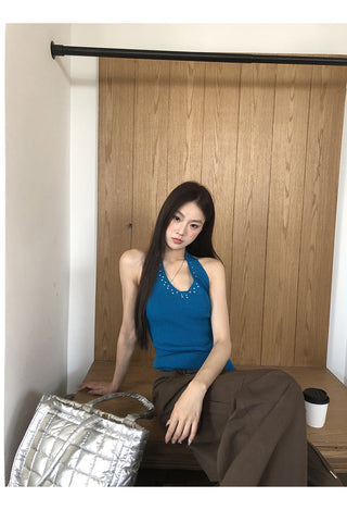 blue halter top