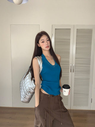 blue halter top