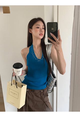 blue halter top