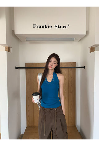 blue halter top