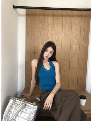 blue halter top