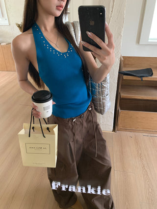blue halter top