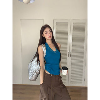 blue halter top