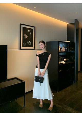 one-shoulder twist top