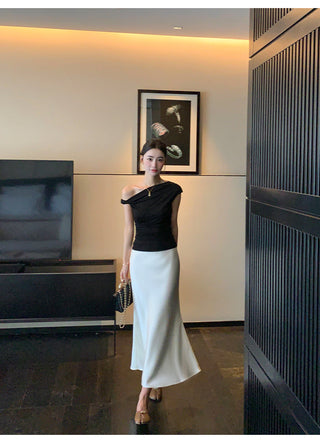 one-shoulder twist top