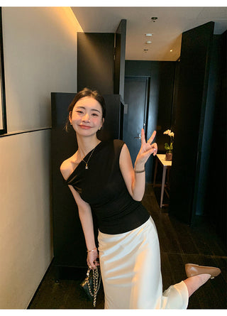 one-shoulder twist top