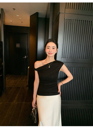 one-shoulder twist top