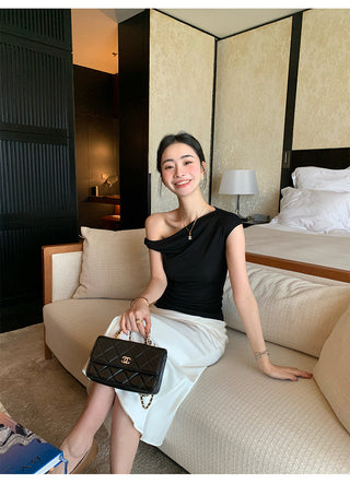 one-shoulder twist top