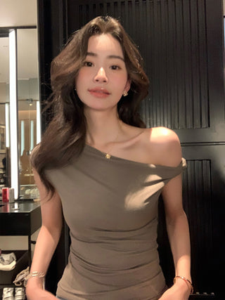 one-shoulder twist top