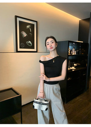one-shoulder twist top