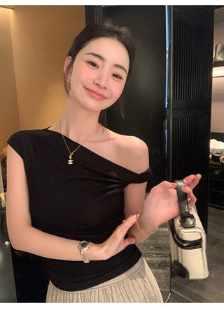 one-shoulder twist top