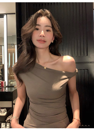 one-shoulder twist top