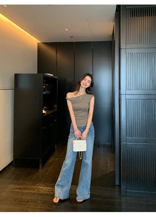 one-shoulder twist top