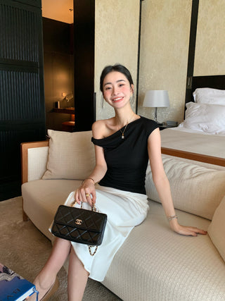 one-shoulder twist top