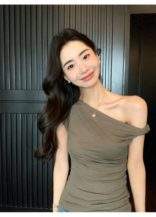 one-shoulder twist top