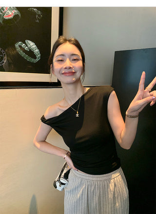 one-shoulder twist top