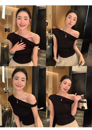 one-shoulder twist top