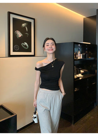 one-shoulder twist top