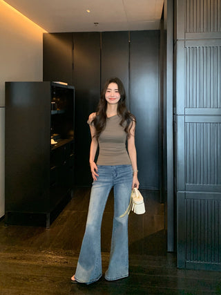 one-shoulder twist top