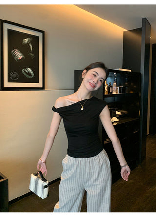 one-shoulder twist top