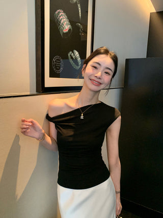 one-shoulder twist top