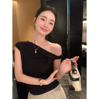 one-shoulder twist top