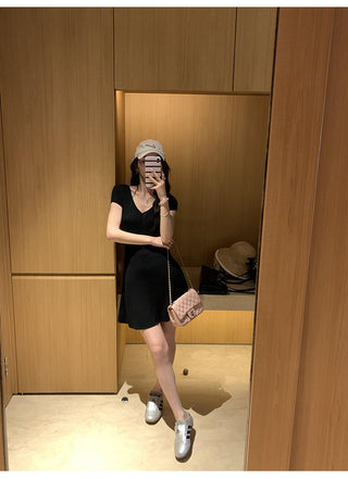 knit V-neck dress