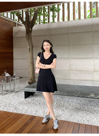 knit V-neck dress