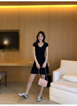 knit V-neck dress