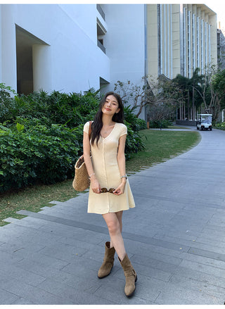 knit V-neck dress