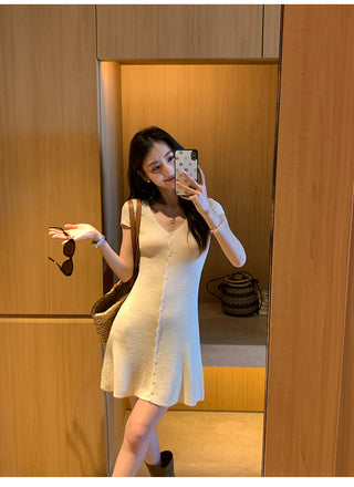 knit V-neck dress