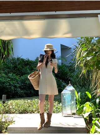 knit V-neck dress